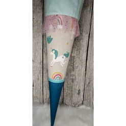 Schultüte Einhorn Mint, Petrol aus Stoff / 70cm für Mädchen