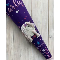 Schultüte Einschulung 2022 3D-Einhorn Schmetterlinge