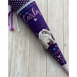 Schultüte Einschulung 2022 3D-Einhorn Schmetterlinge