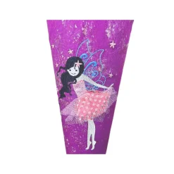 Schultüte Fee, Schultüte Stoff, lila Stoff-Schultüte, Schultüte Mädchen, Zuckertüte bestickt