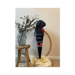 Schultüte "Feuerwehr", personalisierte Zuckertüte, mit Namen bestickt, dunkelblau, Jungen Schultüte aus Stoff, für 70 cm