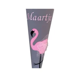 Schultüte Flamingo in rosa/grau, Schultüte Stoff, Stoff-Schultüte mit Namen, Schultüte Mädchen