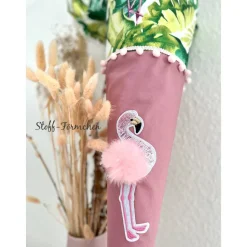 Schultüte Flamingo-Applikation inkl. Namensstick