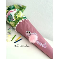 Schultüte Flamingo-Applikation inkl. Namensstick