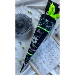 Schultüte für Jungen, passend zum Schulranzen ergobag Super ReflektBär Glow, Fussball (Werbung wegen Markennennung)