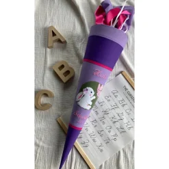 Schultüte für Mädchen, passend zum ergobag BlütenzauBär, Hase und Schmetterling, 70 cm (Werbung wegen