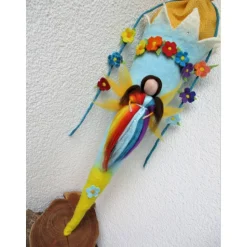 Schultüte gefilzt Filzschultüte mit Elfe Regenbogen