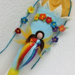 Schultüte gefilzt Filzschultüte mit Elfe Regenbogen
