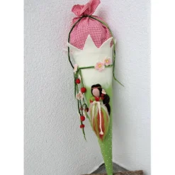 Schultüte gefilzt Filzschultüte Kirschenelfe für Mädchen deluxe