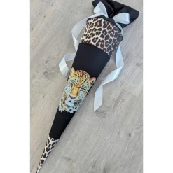 Schultüte Leopard, Gepard, Zuckertüte 70cm Stoff, Stickereien, Name inklusive