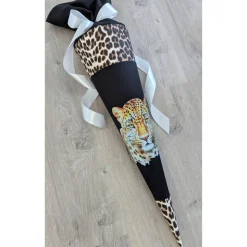 Schultüte Leopard, Gepard, Zuckertüte 70cm Stoff, Stickereien, Name inklusive
