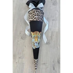 Schultüte Leopard, Gepard, Zuckertüte 70cm Stoff, Stickereien, Name inklusive