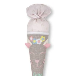 Schultüte Mädchen, Stoffschultüte Katze, Schultüte aus Stoff, Schultüte mit Namen