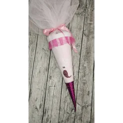 Schultüte Meerjungfrau aus Stoff / 70cm für Mädchen I Mittelteil rosa I mit Spitze pink