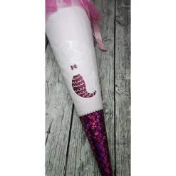 Schultüte Meerjungfrau aus Stoff / 70cm für Mädchen I Mittelteil rosa I mit Spitze pink