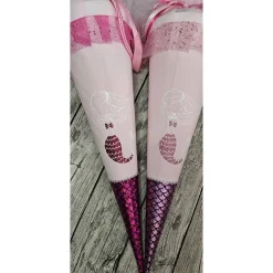Schultüte Meerjungfrau aus Stoff / 70cm für Mädchen I Mittelteil rosa I mit Schwanzflosse rosa