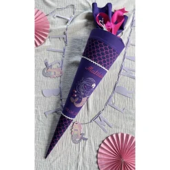 Schultüte Meerjungfrau passend zum ergobag Schulranzen Perlentauchbär mit Namen & Papprohling 70 oder 85 cm