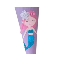 Schultüte Mermaid, Meerjungfrau Zuckertüte mit Namen bestickt, Mädchen Schultüte aus Stoff zur EInschulung