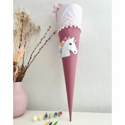 Schultüte mit Einhorn-Applikation inkl. Namensstick