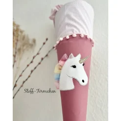 Schultüte mit Einhorn-Applikation inkl. Namensstick