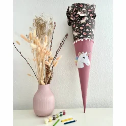 Schultüte mit Einhorn-Applikation inkl. Namensstick