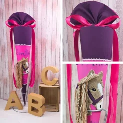 Schultüte mit Name | Pferdekopf | lila/pink| Einschulung | Zuckertüte