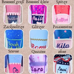 Schultüte mit Name und Katze | Violett Sterne/rosa | Einschulung | Zuckertüte | Schultütenkissen