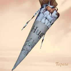 Schultüte mit Namen / Vorschultüte mit Namen, Geschwister Schultüte - Pferde braun