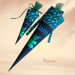 Schultüte mit Namen / Vorschultüte mit Namen, Geschwister Schultüte - Gestapelte Dinos personalisierbar