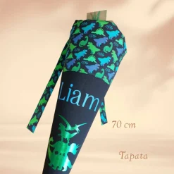 Schultüte mit Namen / Vorschultüte mit Namen, Geschwister Schultüte - Gestapelte Dinos personalisierbar