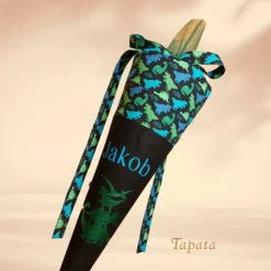 Schultüte mit Namen / Vorschultüte mit Namen, Geschwister Schultüte - Gestapelte Dinos personalisierbar