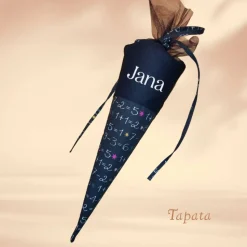 Schultüte mit Namen / Vorschultüte mit Namen, Geschwister Schultüte - Zahlen schwarz