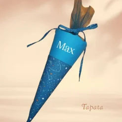 Schultüte mit Namen / Vorschultüte mit Namen, Geschwister Schultüte - Weltraum blau