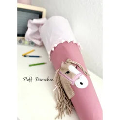 Schultüte mit Pony Lulu-Applikation hellbraun inkl. Namensstick
