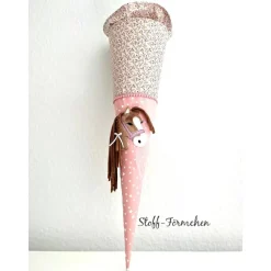 Schultüte mit Pony Lulu-Applikation hellbraun inkl. Namensstick