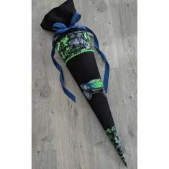 Schultüte Monstertruck, Zuckertüte 70cm aus Stoff, Stickereien und Name inklusive