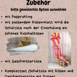 Schultüte passend zum Ranzen Hannah von School Mood | Zuckertüte 70 cm bestickt | Einschulung