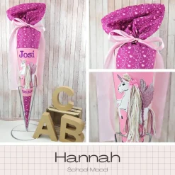 Schultüte passend zum Ranzen Hannah von School Mood | Zuckertüte 70 cm bestickt | Einschulung