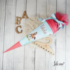 Schultüte Pferd Hellblau Koralle mit Glitzer Tüll 70cm 85cm   *personalisierbar Step by Step Butterfly Nigh