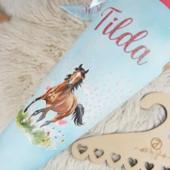 Schultüte Pferd Hellblau Koralle mit Glitzer Tüll 70cm 85cm   *personalisierbar Step by Step Butterfly Nigh
