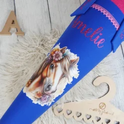 Schultüte Pferd Royalblau Pink mit Glitzer Tüll 70cm 85cm   *personalisierbar Step by Step Butterfly Nigh