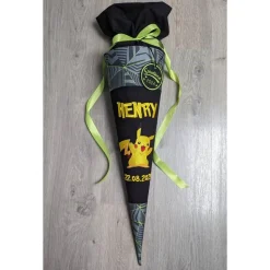 Schultüte Pokemon, Pikachu, Step by Step, Zuckertüte 70cm Stoff, Stickereien, Name inklusive