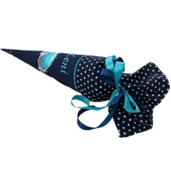 Schultüte Polizei in blau, Schultüte Stoff, Stoff-Schultüte, Schultüte Junge