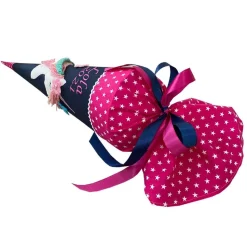 Schultüte Regenbogen Einhorn, Mädchen Schultüte aus Stoff, Stoff-Schultüte, Zuckertüte