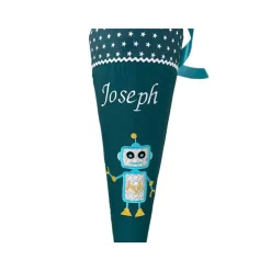 Schultüte Roboter in petrol, Schultüte Stoff, Stoff-Schultüte, Schultüte Junge