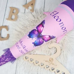 Schultüte Schmetterling Rosa Lila mit Tüll 70cm 85cm   *personalisierbar Step by Step Butterfly Night Ina