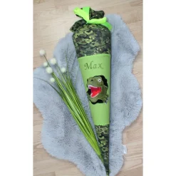 Schultüte.  Schultüte Baumwolle. Schultüte Dino. Schultüte Junge.