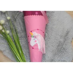 Schultüte.  Schultüte Baumwolle. Schultüte Einhorn. Schultüte Mädchen.