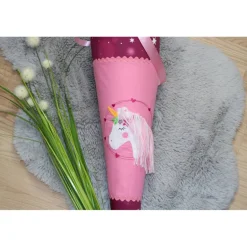 Schultüte.  Schultüte Baumwolle. Schultüte Einhorn. Schultüte Mädchen.