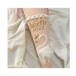 Schultüte Schwan, Schultüte Stoff,  rosa Stoff-Schultüte, Schultüte Mädchen mit goldenem Namen